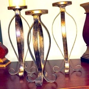 Beautiful antique gold Candle Holders - Set of 3